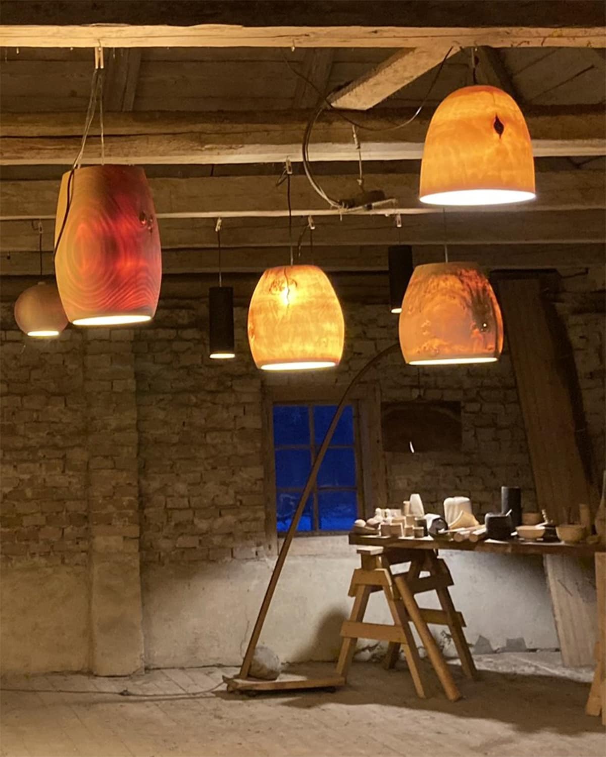 Andres Ansper’s lamps on display in the World’s Loneliest Lamp Shop.