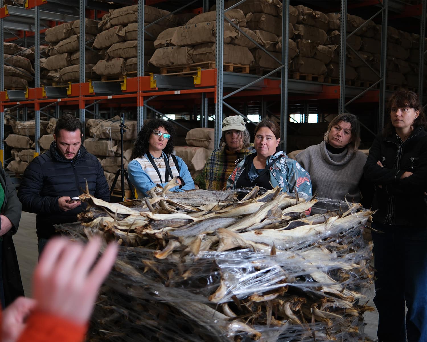 The delegation gets a detailed presentation of the stockfish production process at the Sufi facilities in Sund.